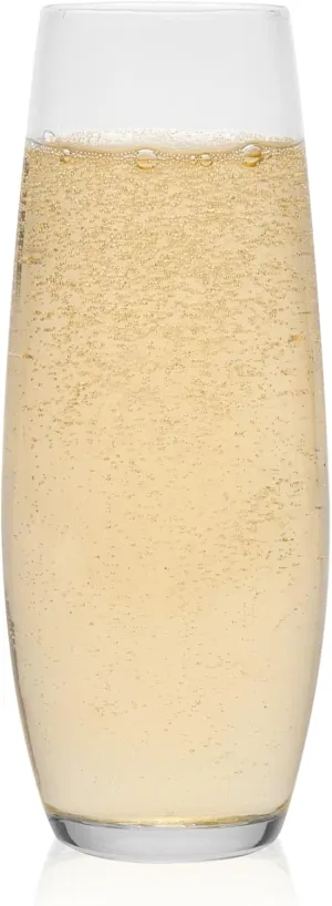 Libbey Stemless Flute Glasses, 9.6-ounce, Set of 6