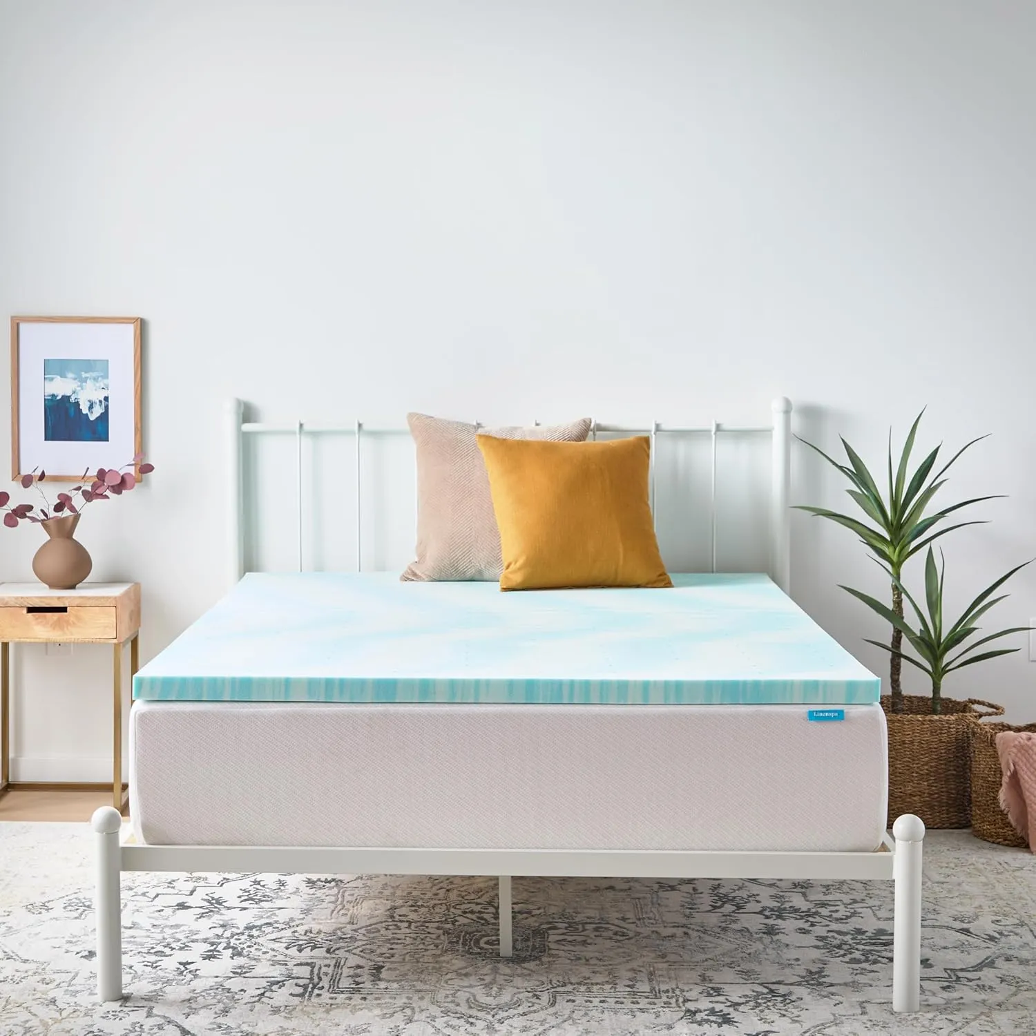 LINENSPA 2 Inch Gel Swirl Memory Foam Mattress Topper – Cooling Gel Infused – Pressure Relieving – CertiPUR Certified - Twin