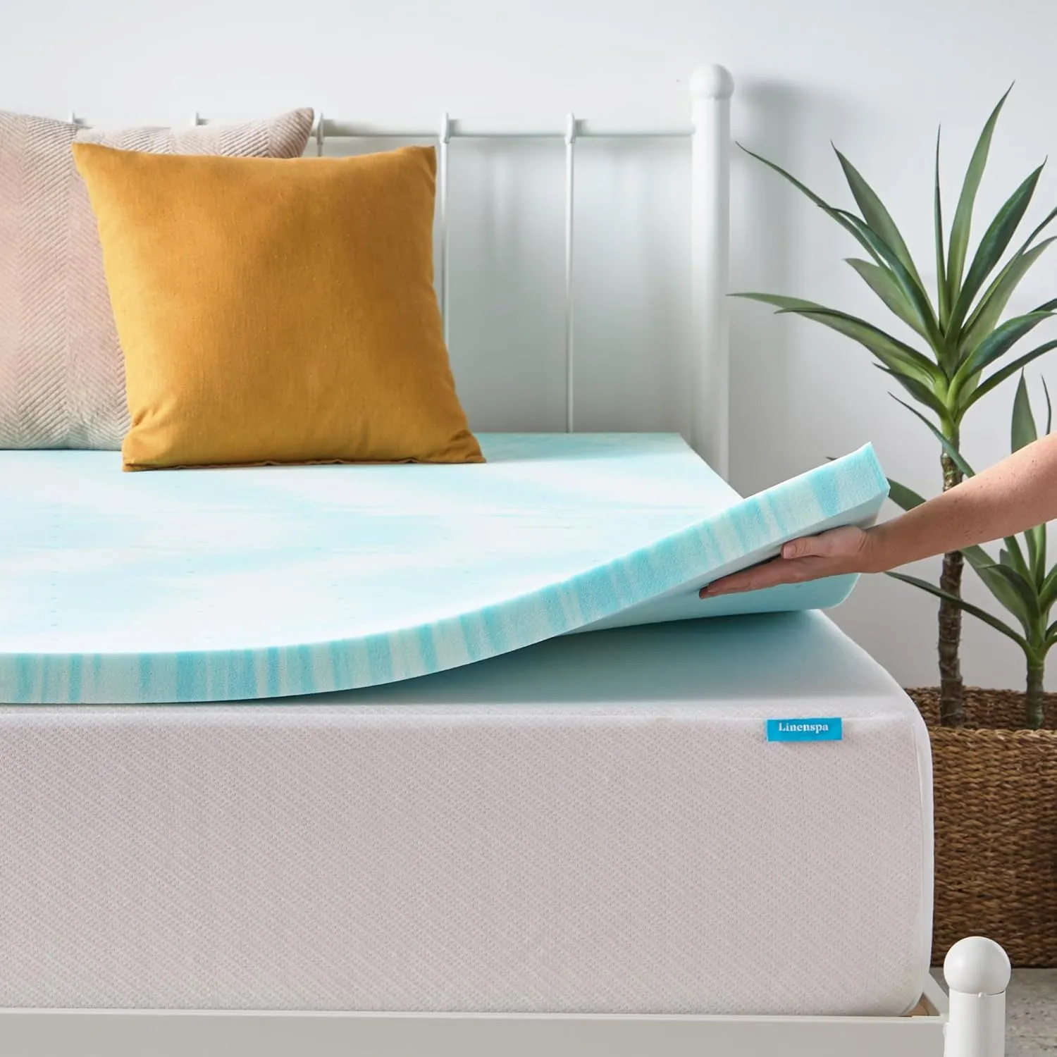 LINENSPA 2 Inch Gel Swirl Memory Foam Mattress Topper – Cooling Gel Infused – Pressure Relieving – CertiPUR Certified - Twin