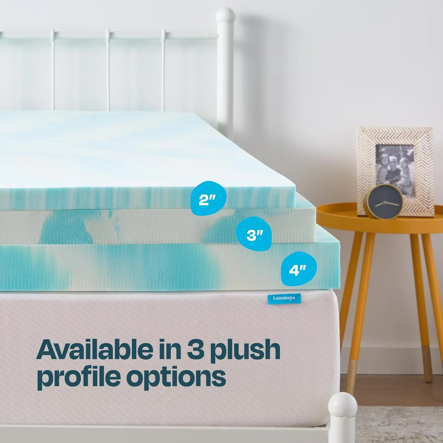LINENSPA 2 Inch Gel Swirl Memory Foam Mattress Topper – Cooling Gel Infused – Pressure Relieving – CertiPUR Certified - Twin