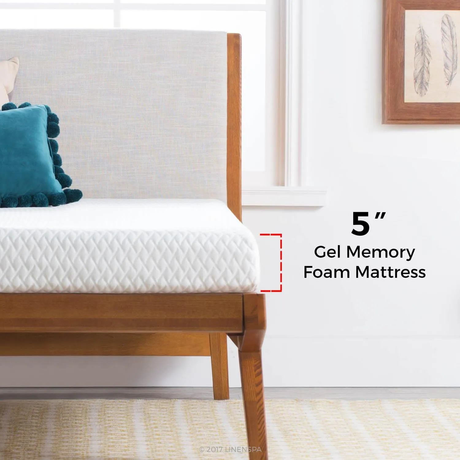 Linenspa 5 Inch Gel Memory Foam Mattress Twin - Firm - Low Profile Bed 5 Inch Twin Mattress