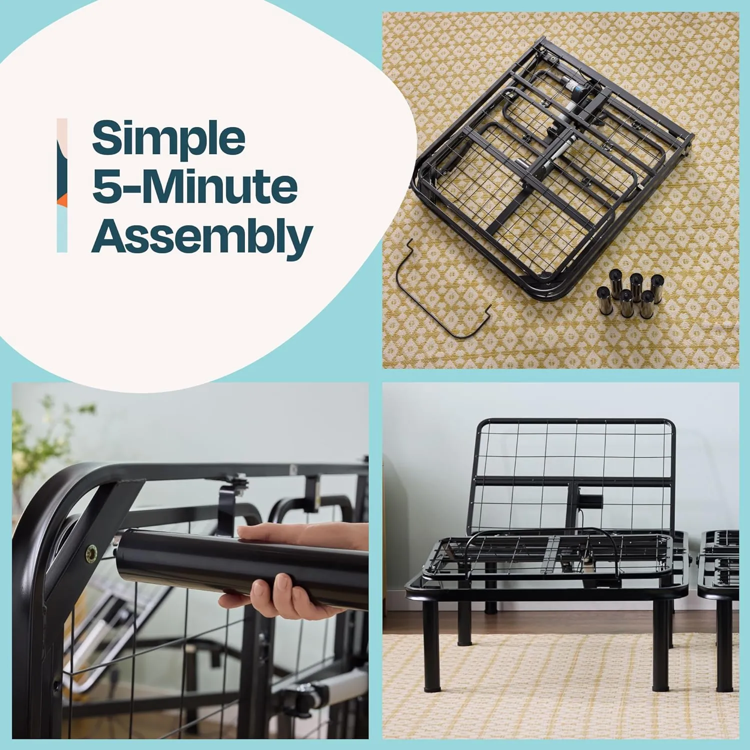 Linenspa Adjustable Bed Frame - Independent Head and Foot Incline - Powerful Quiet Motor - Easy Tool Free Assembly - Lounging - Watch TV - Working - Reading - Ergonomic - Electric Bed Base - Full Size