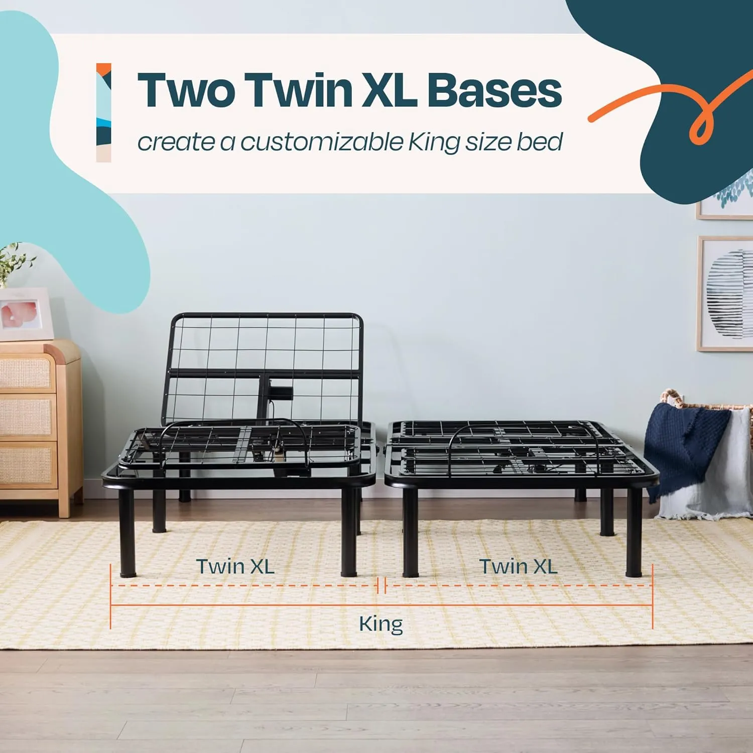 Linenspa Adjustable Bed Frame - Independent Head and Foot Incline - Powerful Quiet Motor - Easy Tool Free Assembly - Lounging - Watch TV - Working - Reading - Ergonomic - Electric Bed Base - Full Size