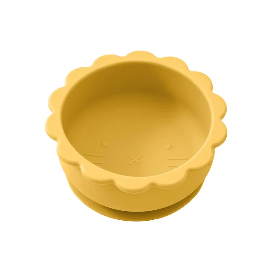 Lion Shape Silicone Suction Bowl for Babies - BPA Free, Cute Cartoon Design, Solid Color, Baby Food Storage Tray