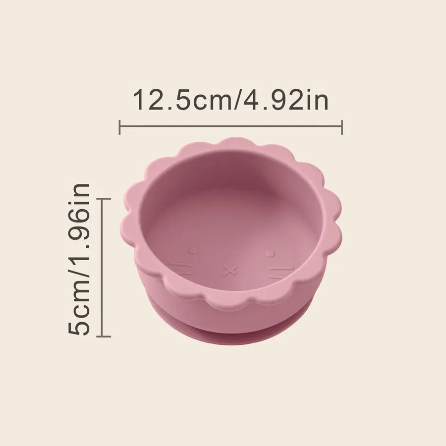 Lion Shape Silicone Suction Bowl for Babies - BPA Free, Cute Cartoon Design, Solid Color, Baby Food Storage Tray