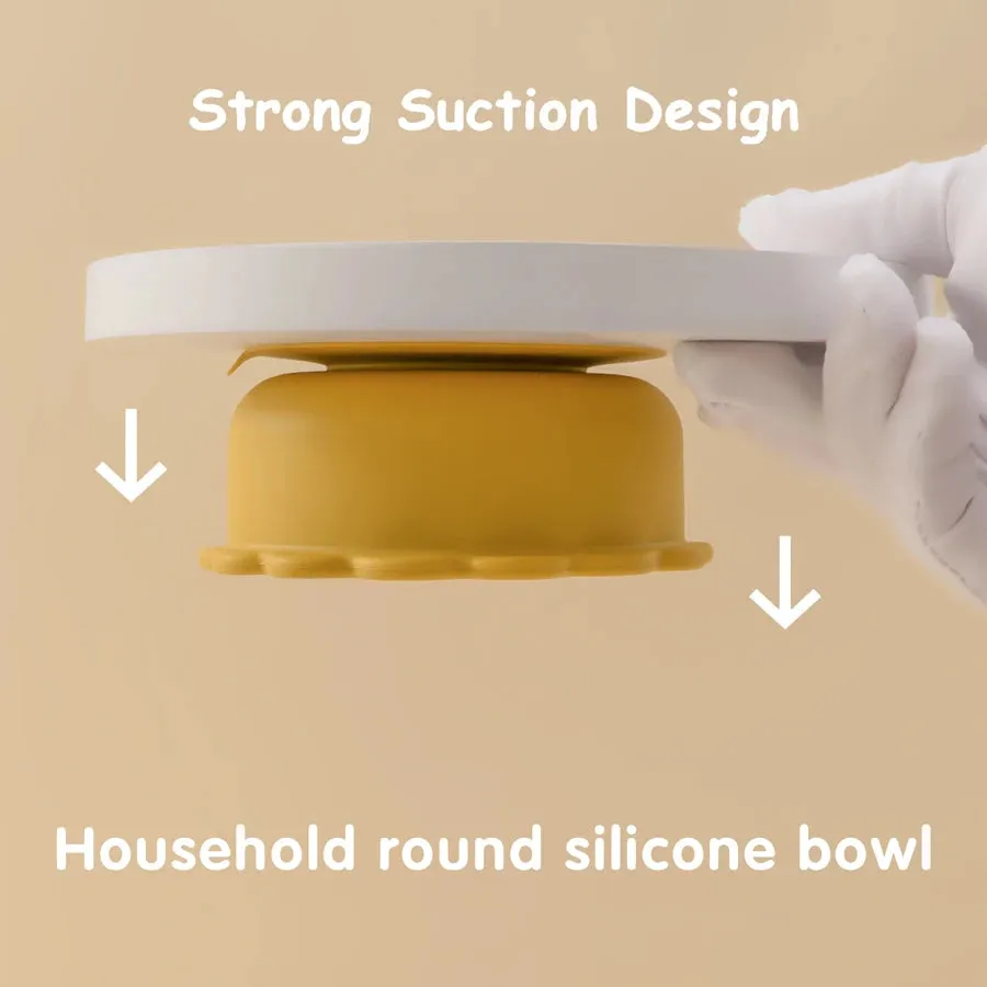 Lion Shape Silicone Suction Bowl for Babies - BPA Free, Cute Cartoon Design, Solid Color, Baby Food Storage Tray