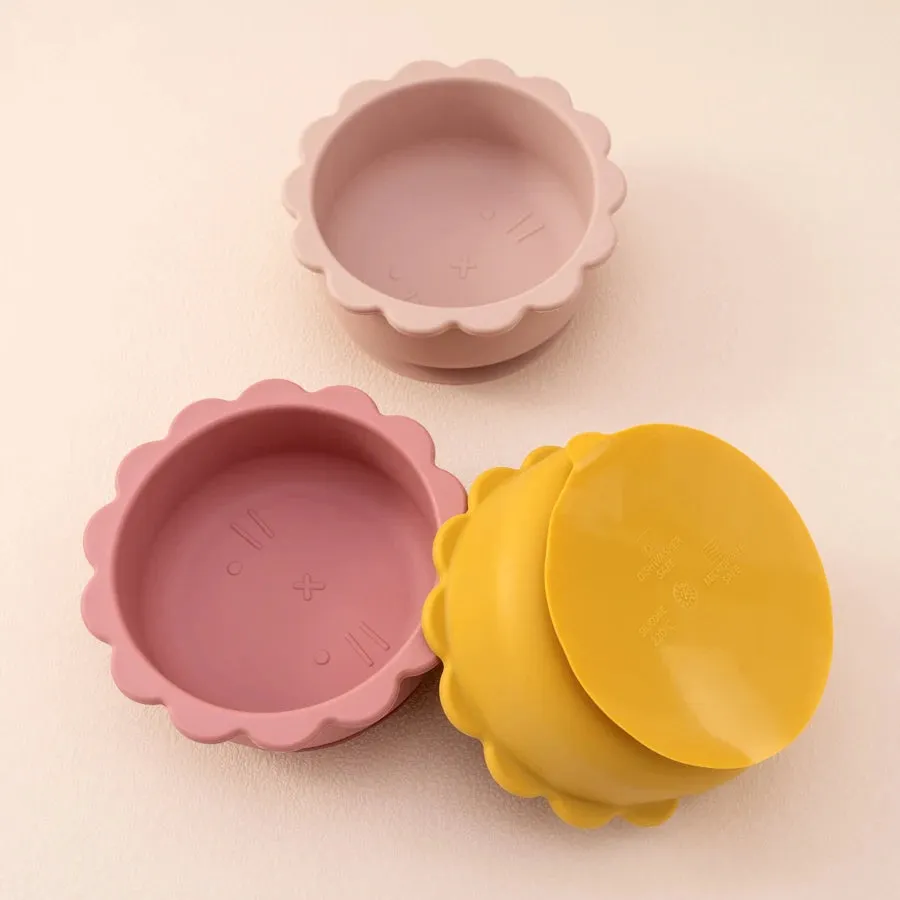 Lion Shape Silicone Suction Bowl for Babies - BPA Free, Cute Cartoon Design, Solid Color, Baby Food Storage Tray