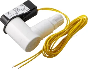 Little Giant ACS-5 90 Degree Secondary Condensate Drain Overflow Detection Safety Switch, 24 VAC Input Voltage, 5 Amp Capacity, 72-Inch Lead Wires, Black/White, 14940157