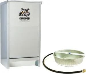 Little Giant Dry Food Automatic Steel Dog Feeder Chow Hound 25 Pound Capacity & 13-Quart Galvanized Steel Ever Full Pet Water Bowl Dish