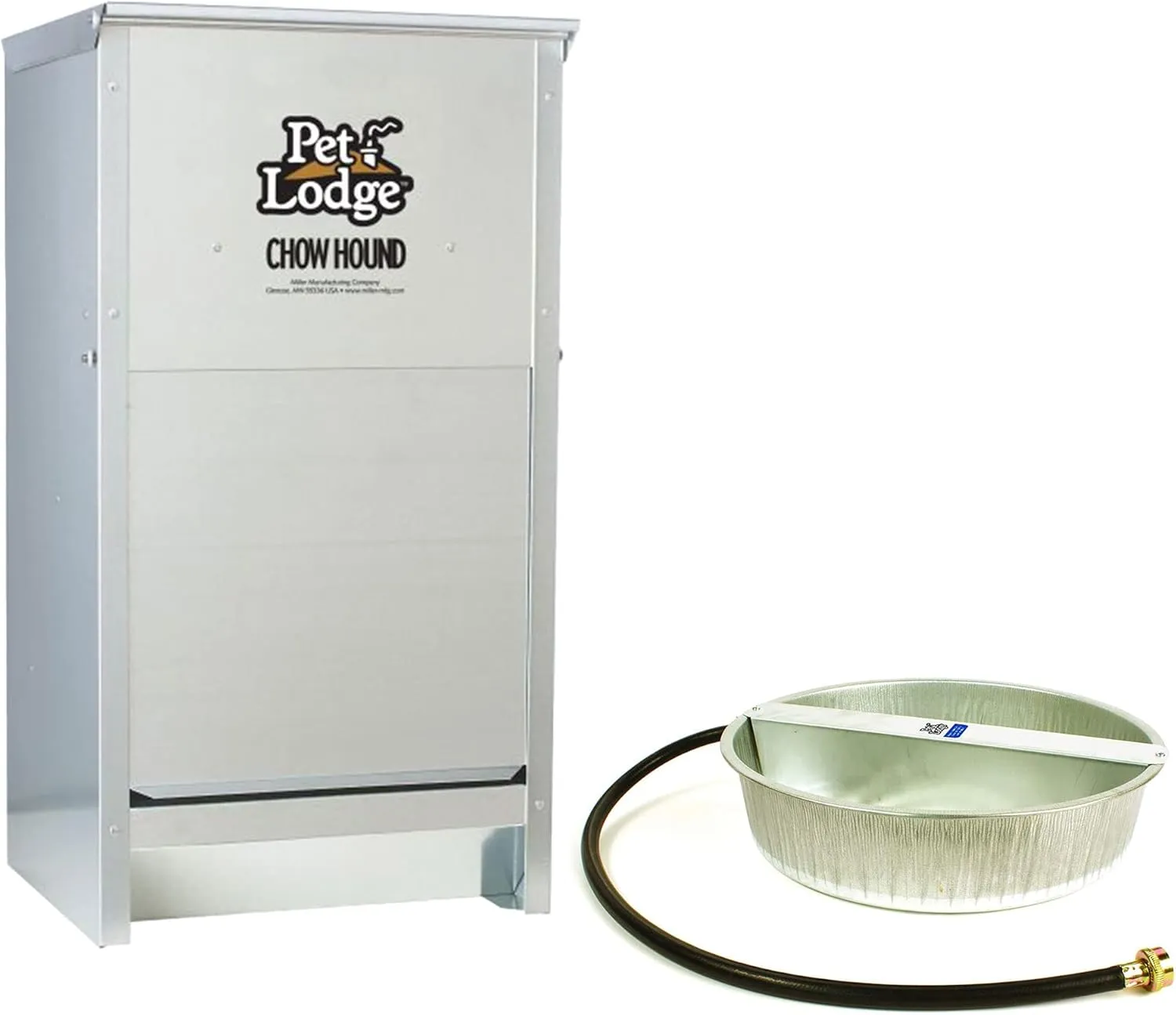 Little Giant Dry Food Automatic Steel Dog Feeder Chow Hound 25 Pound Capacity & 13-Quart Galvanized Steel Ever Full Pet Water Bowl Dish