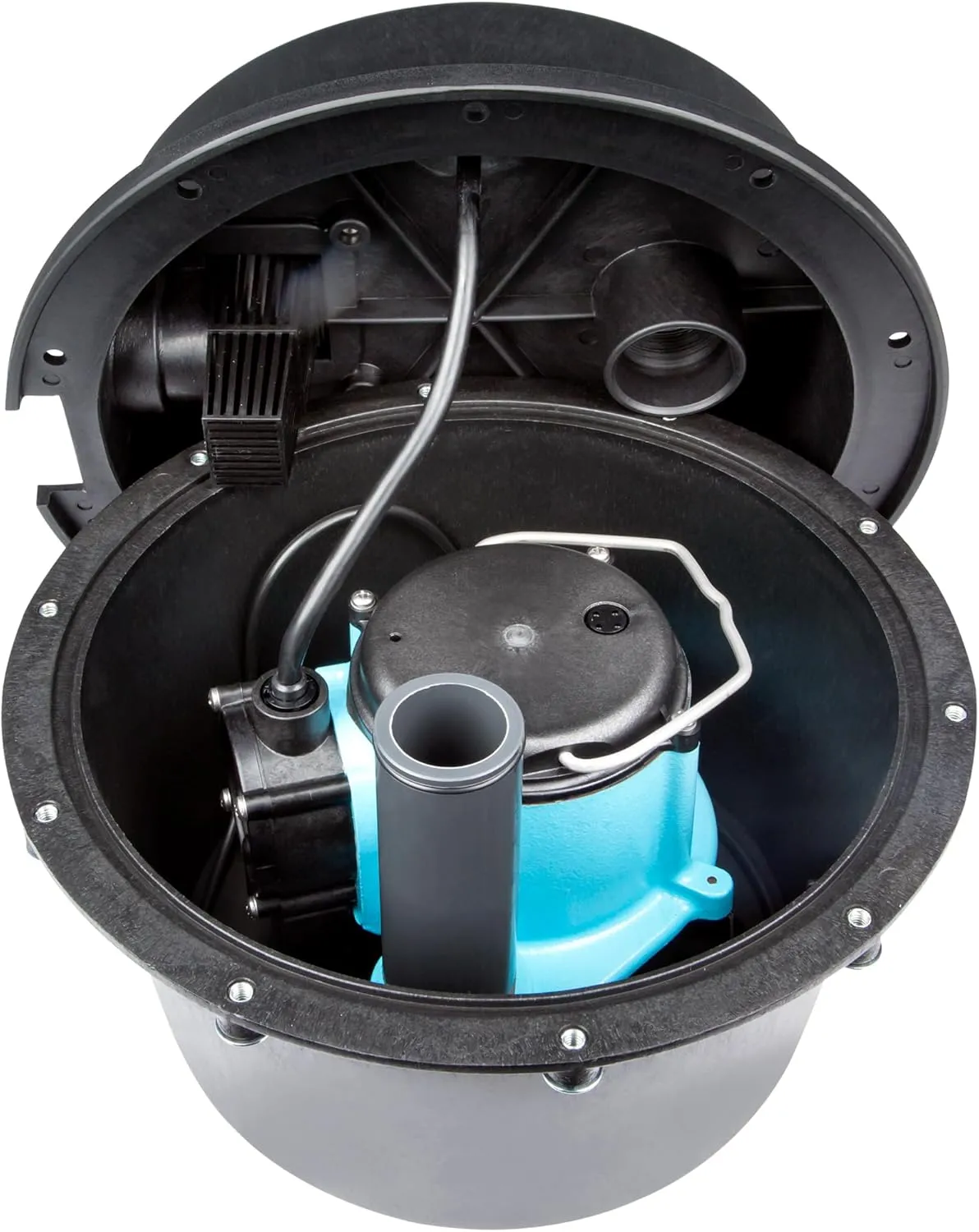 Little Giant WRSC-6 115-Volt, 1/3 HP, 2760 GPH Compact Under Sink Drainosaur Automatic Sump Pump/Basin System with 10-Ft. Cord, Black/Blue, 506065