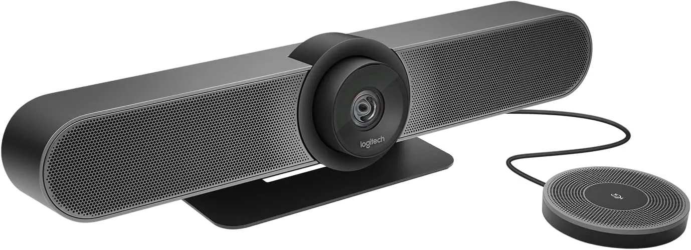 Logitech MeetUp Video Conferencing System, Ultra HD 4K/1080p/720p, 3 Microphones/Adjustable Speakers, Wide Field of View 120°, PC/Mac/Laptop/Macbook/Tablet - Black