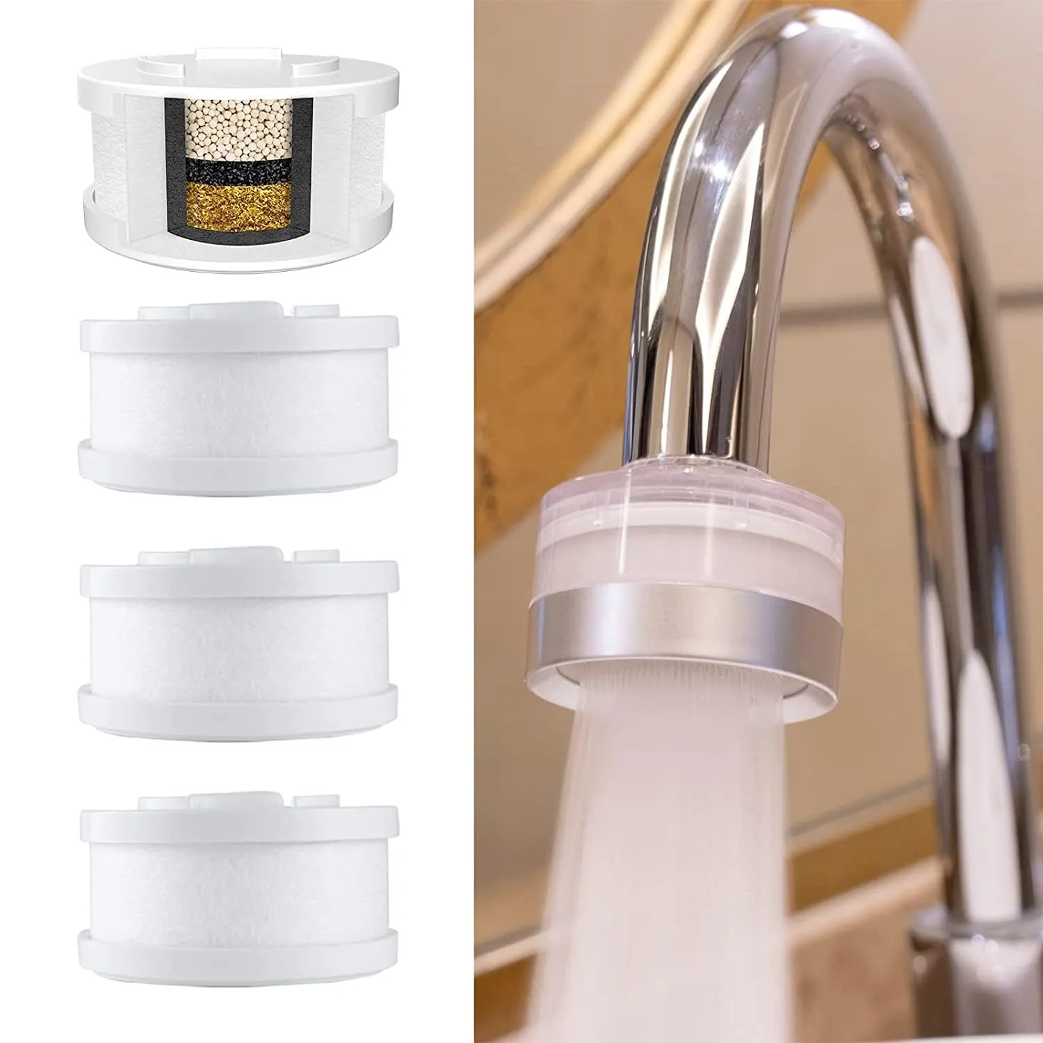 LongLasting Bathroom Sink Faucet Water Filter .Removes 99% Chlorine Heavy Metals. Hard Water Softener. Kitchen Purifier. Relieve Dry, Rough&Itchy Skin, Suitable for Sensitive Skin.TWF 2.0.