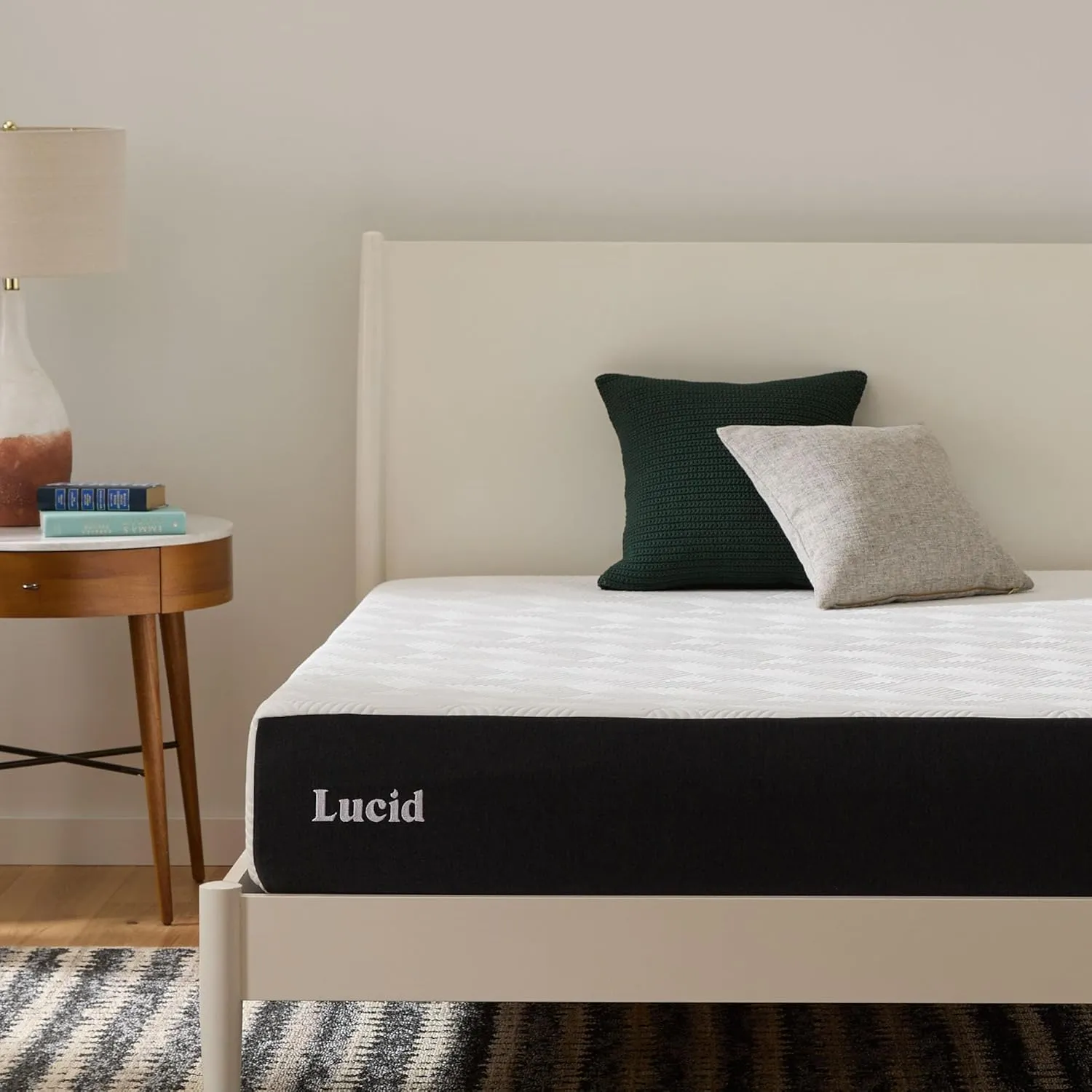 LUCID 10 Inch Memory Foam Mattress - Firm Feel - Infused with Bamboo Charcoal and Gel - Bed in a Box - Temperature Regulating - Pressure Relief - Breathable - Queen Size
