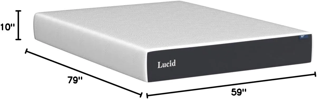 LUCID 10 Inch Memory Foam Mattress - Firm Feel - Infused with Bamboo Charcoal and Gel - Bed in a Box - Temperature Regulating - Pressure Relief - Breathable - Queen Size