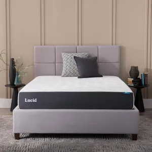 LUCID 10 Inch Memory Foam Mattress - Firm Feel - Infused with Bamboo Charcoal and Gel - Bed in a Box - Temperature Regulating - Pressure Relief - Breathable - Queen Size