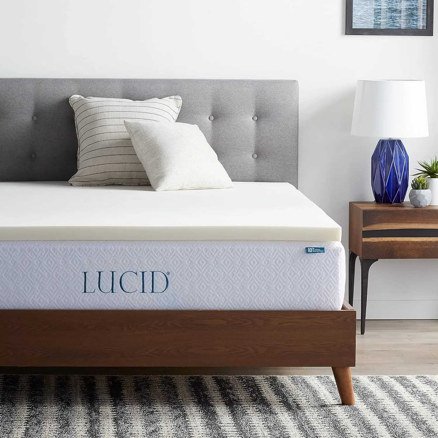 LUCID 2 Inch Traditional Foam Mattress Topper - Hypoallergenic - Ventilated - Conforming Support - Twin