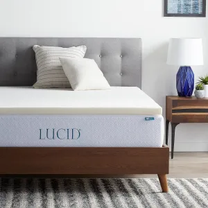 LUCID 2 Inch Traditional Foam Mattress Topper - Hypoallergenic - Ventilated - Conforming Support - Twin