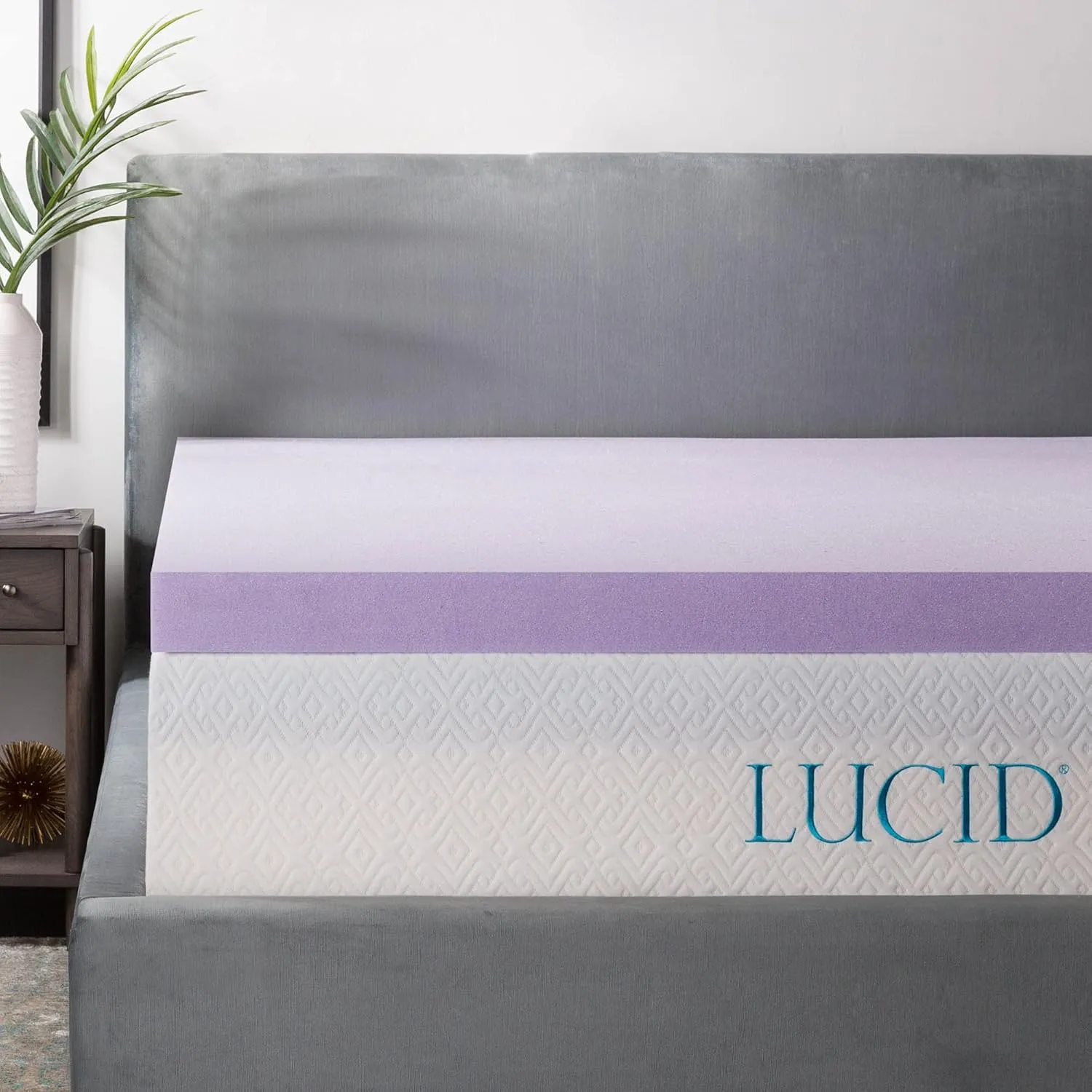 LUCID 3 Inch Lavender Infused Memory Foam Mattress Topper - Ventilated Design - Full Size (3-Inch)