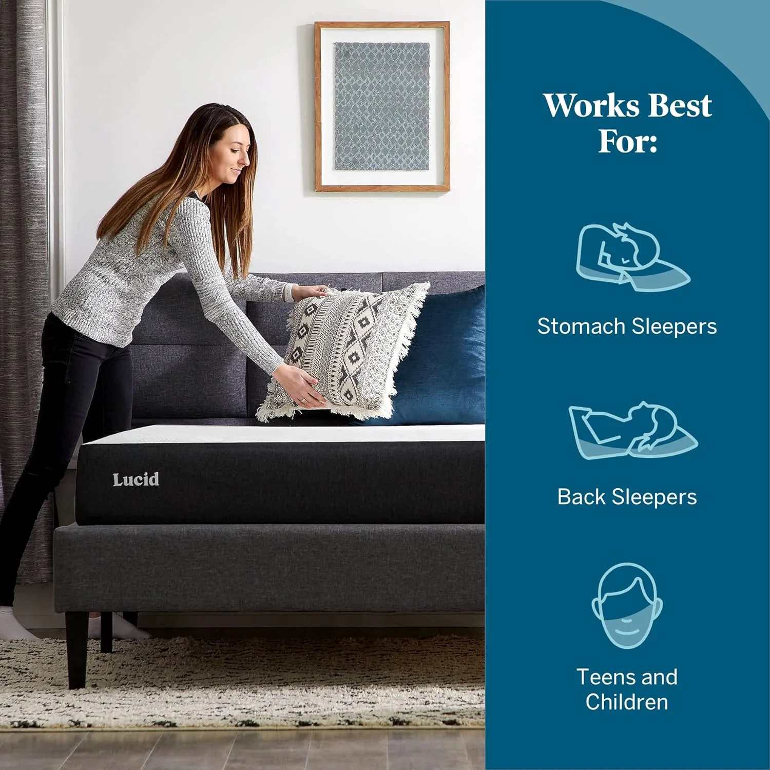 Lucid 8 Inch Twin Mattress - Plush Gel Memory Foam – Bamboo Charcoal Foam – Gel Infused- Hypoallergenic Mattress