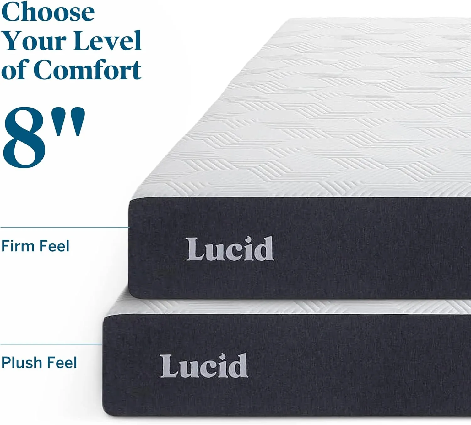 Lucid 8 Inch Twin Mattress - Plush Gel Memory Foam – Bamboo Charcoal Foam – Gel Infused- Hypoallergenic Mattress