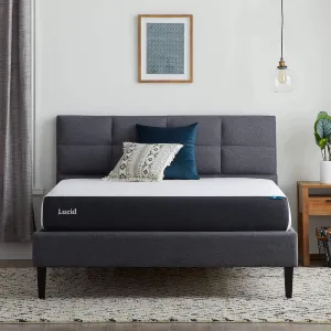 Lucid 8 Inch Twin Mattress - Plush Gel Memory Foam – Bamboo Charcoal Foam – Gel Infused- Hypoallergenic Mattress