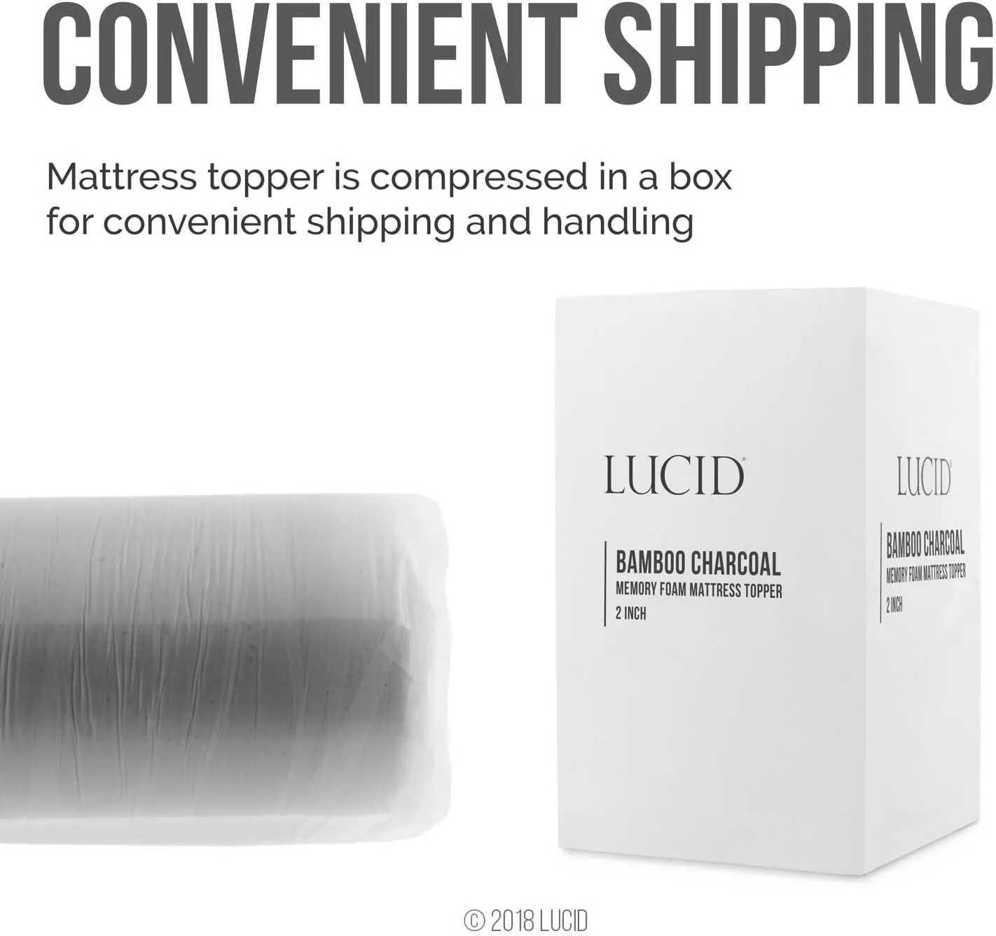 LUCID Bamboo Charcoal Infused Memory, 2 Inch, Hypoallergenic, Cooling Ventilation, CertiPUR-Certified Foam Mattress Topper, Twin XL