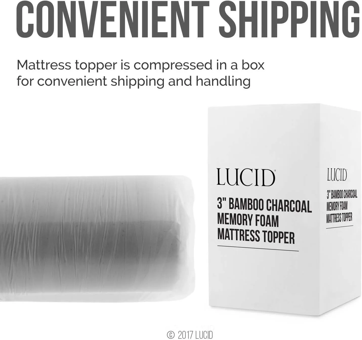 LUCID Bamboo Charcoal Infused Memory, 3 Inch, Hypoallergenic, Cooling Ventilation, CertiPUR-Certified Foam Mattress Topper, Twin XL