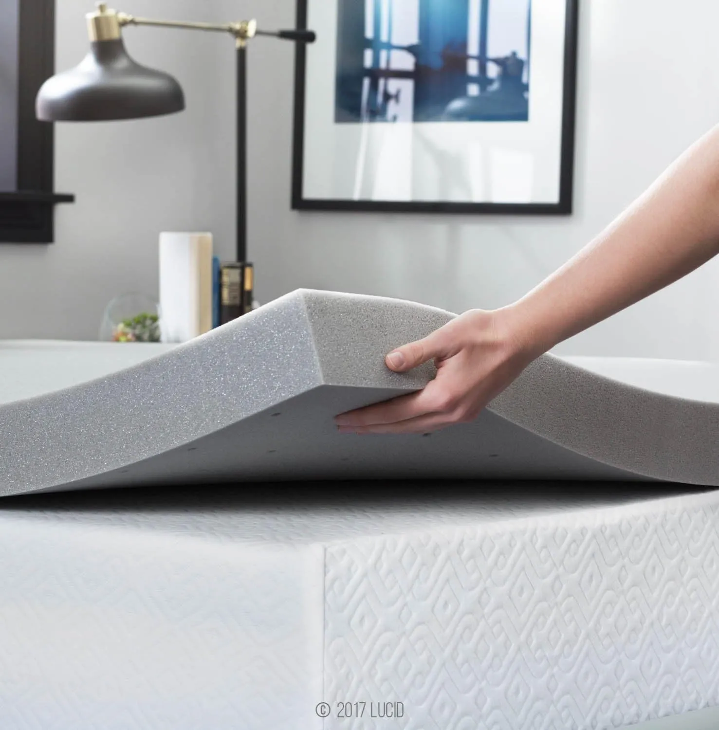 LUCID Bamboo Charcoal Infused Memory, 3 Inch, Hypoallergenic, Cooling Ventilation, CertiPUR-Certified Foam Mattress Topper, Twin XL