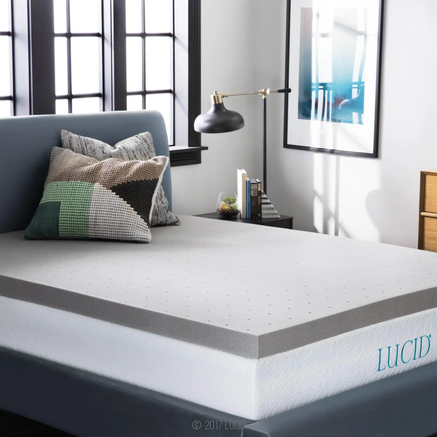 LUCID Bamboo Charcoal Infused Memory, 3 Inch, Hypoallergenic, Cooling Ventilation, CertiPUR-Certified Foam Mattress Topper, Twin XL