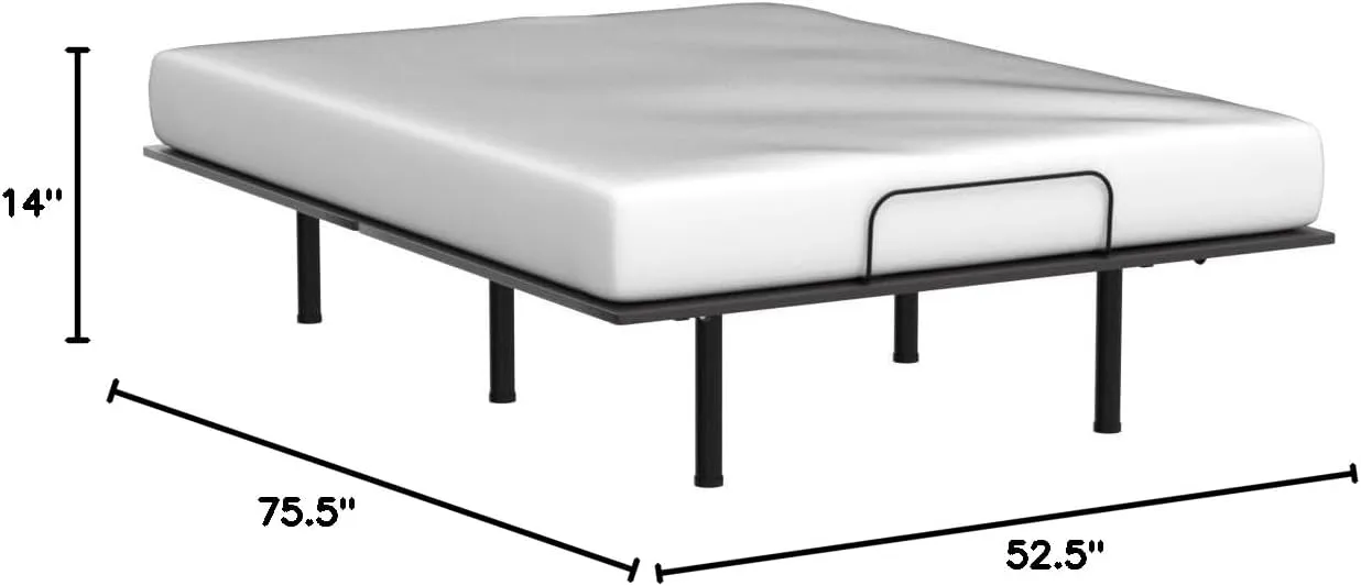 Lucid L150 Adjustable Base – Bed Frame with Head and Foot Incline – Wireless Remote Control – Premium Quiet Motor, Full size