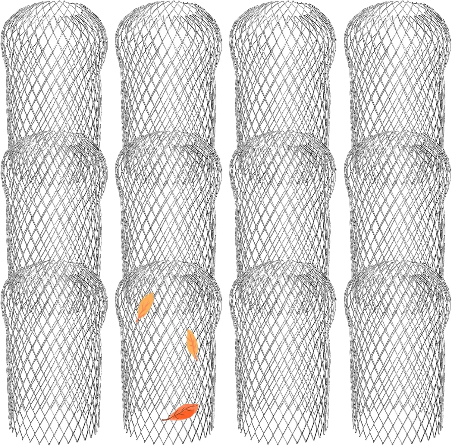 Lyellfe 12 Pack Gutter Strainer, 4 Inch Expandable Gutter Downspout Guards, Aluminum Mesh Gutter Filter Strainer, Stop Blockage Leaves Debris, Fits for 1.7"W - 4"W Holes