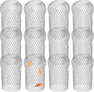 Lyellfe 12 Pack Gutter Strainer, 4 Inch Expandable Gutter Downspout Guards, Aluminum Mesh Gutter Filter Strainer, Stop Blockage Leaves Debris, Fits for 1.7"W - 4"W Holes