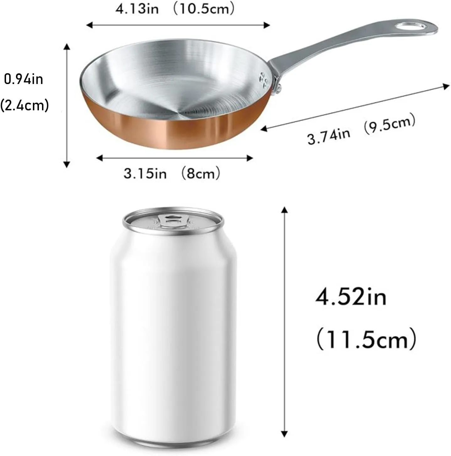 Macevia Mini Sauce Pan,Copper Stainless Steel Butter Warmer Small Pot with Handle, Multipurpose Use for Home Kitchen or Restaurant (0.12 Quart/4 Inch)