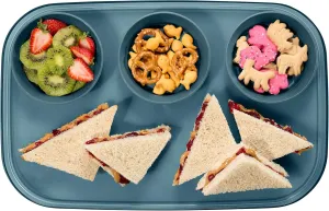 Madesmart Dipware 3-Bowl Reusable Serving Tray for Appetizers and Snacks, Food-Safe Appetizer Serving Platter with 3 Removable Dip Bowls, Midnight