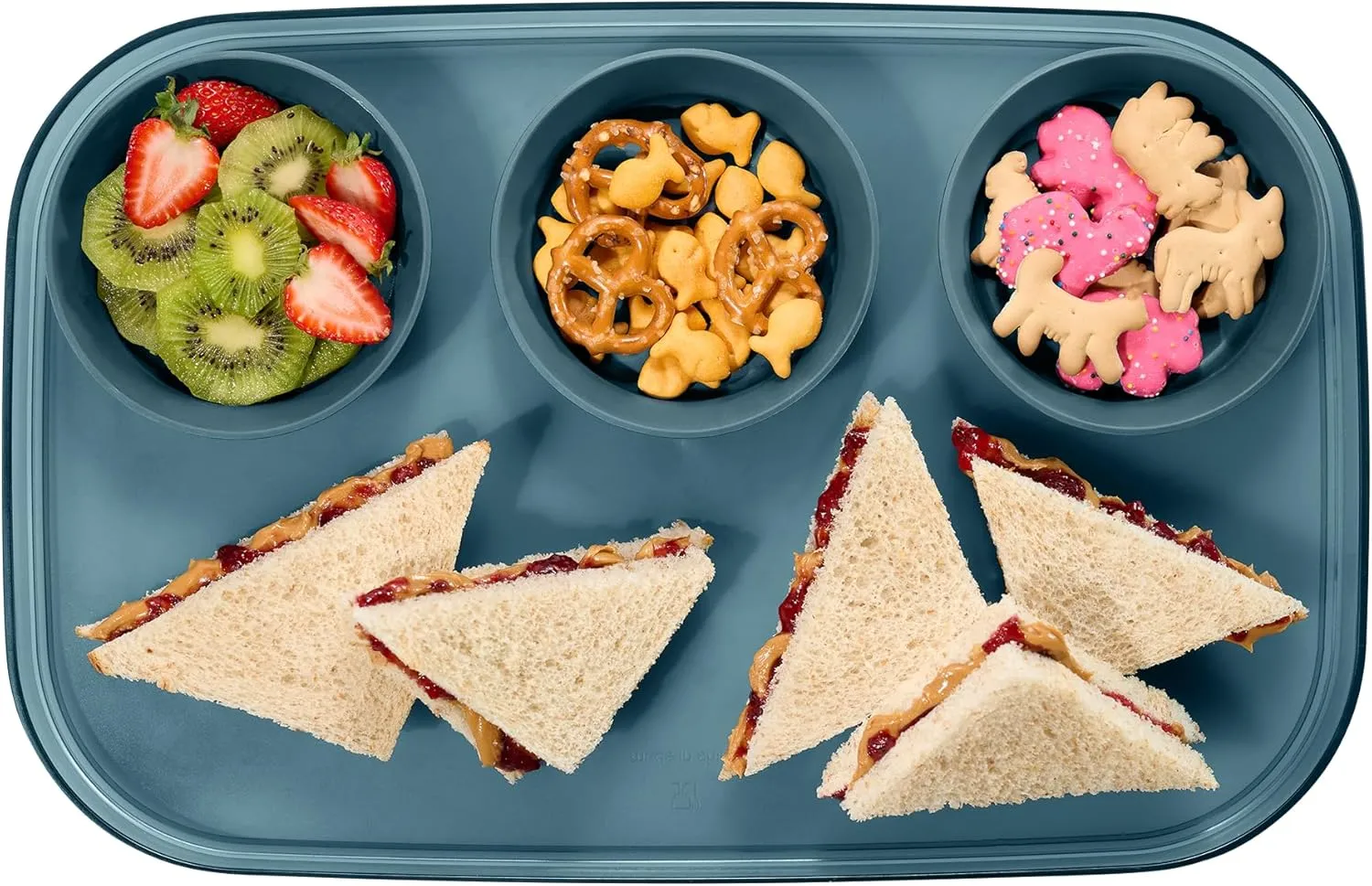 Madesmart Dipware 3-Bowl Reusable Serving Tray for Appetizers and Snacks, Food-Safe Appetizer Serving Platter with 3 Removable Dip Bowls, Midnight