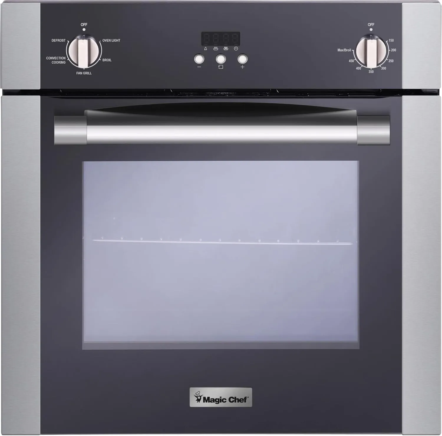 Magic Chef 24-Inch Built-In Electric Single Wall Oven, Stainless Steel, 2.2 Cu. Ft. - Kitchen Appliance with Programmable Convection, 4 Cooking Modes, Broiler Pan and Defrost Function