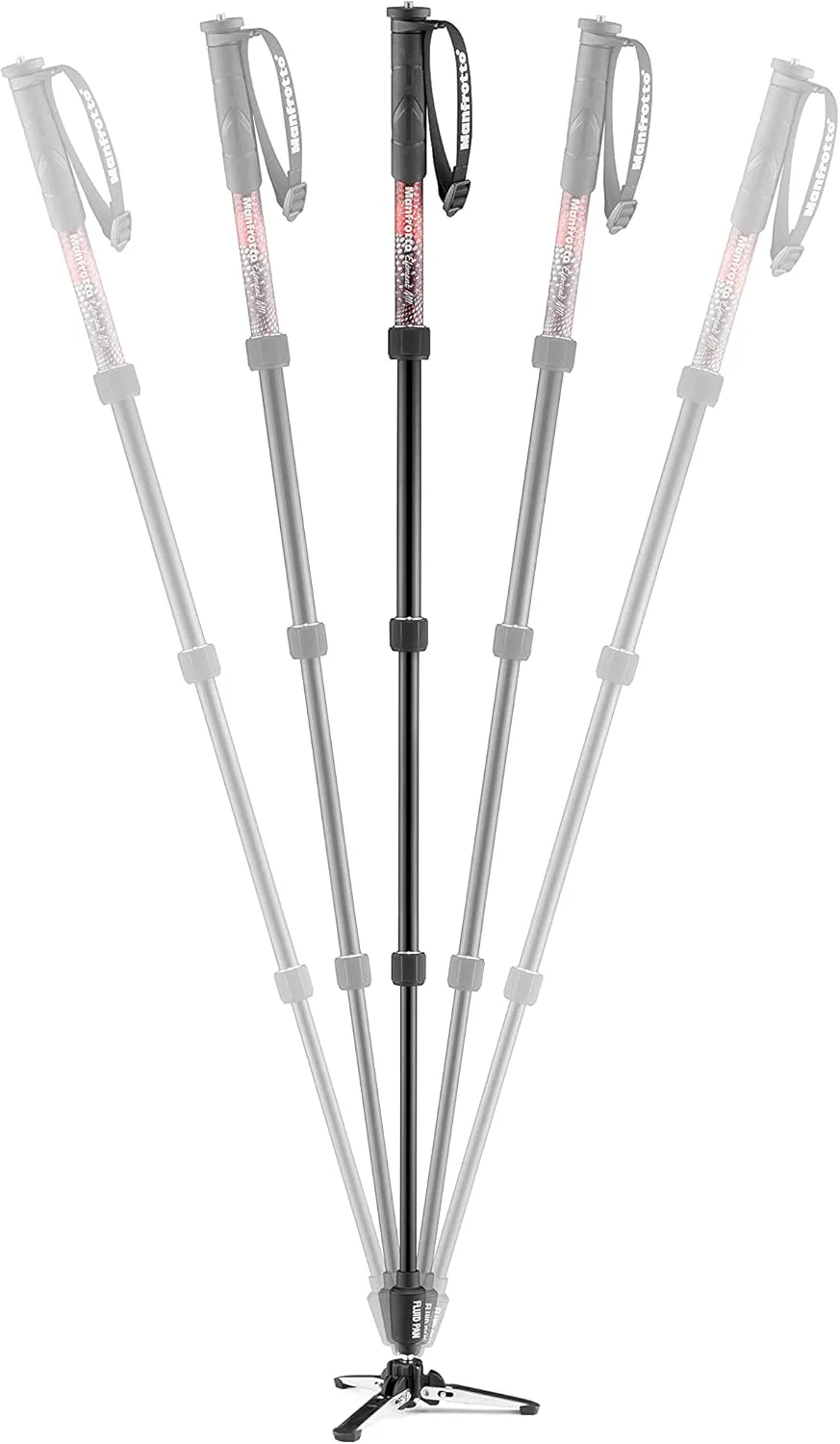 Manfrotto Element MII Video Aluminium Fluid Monopod, Slim and Lightweight, Loads up to 16kg, Foldable Fluid Base, 4 Sections, Twist Locks, for mirrorless and DSLR Cameras,Red
