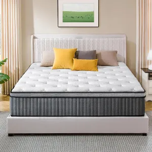 Mattress Queen Size, 12 inch Hybrid Queen Mattresses in a Box, with Gel Memory Foam, Pocket Springs for Motion Isolation, Medium Firm Matress, CertiPUR-US, 100-Night Trial, 60"x80"x12"