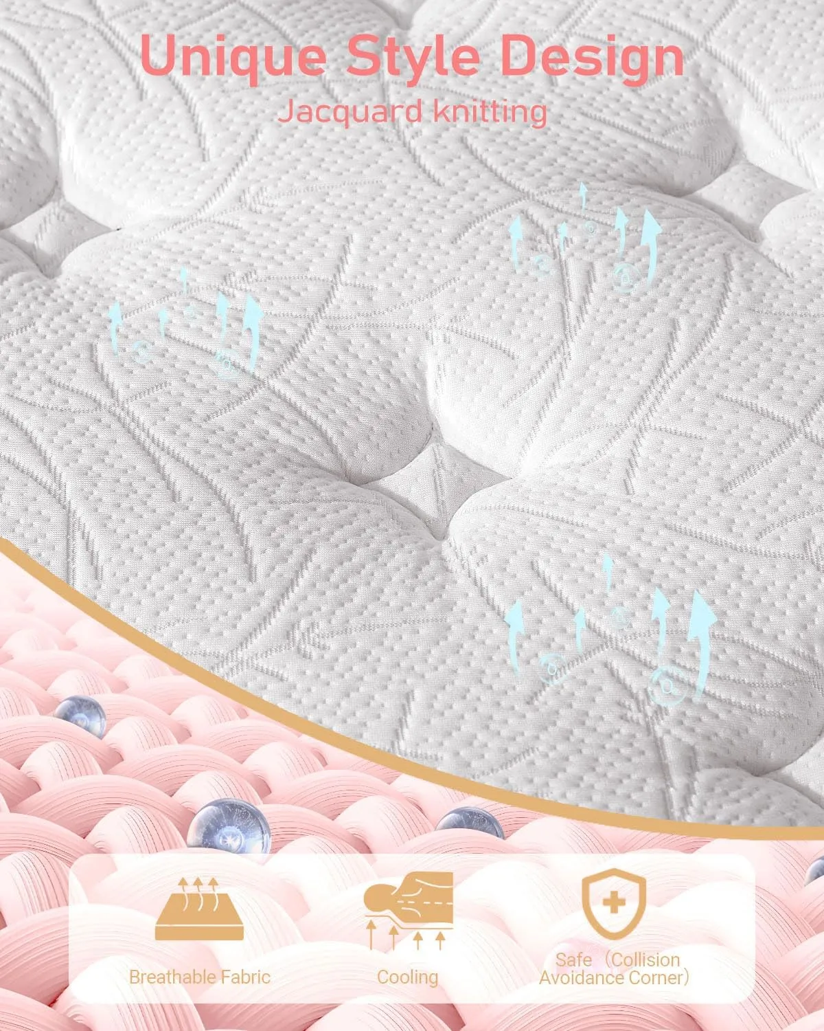 Mattress Queen Size, 12 inch Hybrid Queen Mattresses in a Box, with Gel Memory Foam, Pocket Springs for Motion Isolation, Medium Firm Matress, CertiPUR-US, 100-Night Trial, 60"x80"x12"