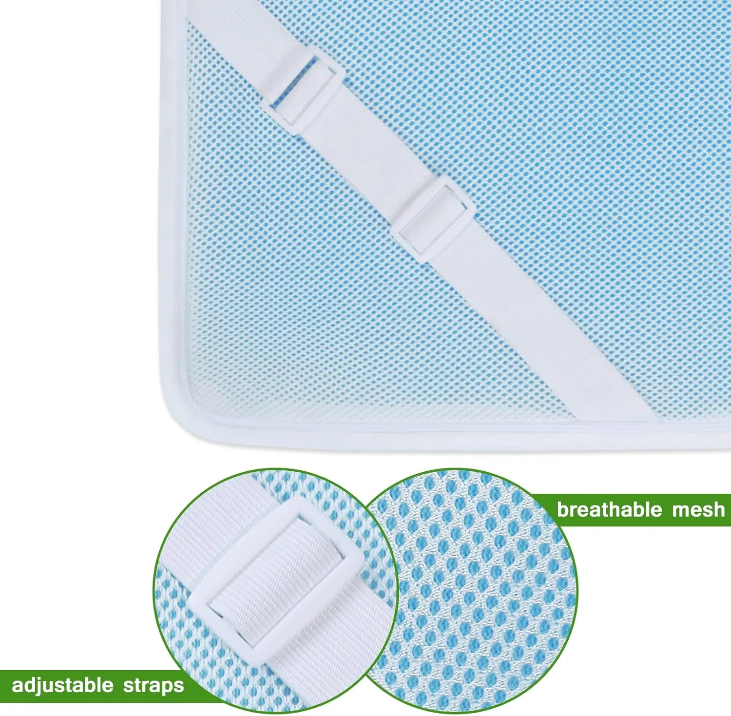 Mattress Topper Cover Queen Size (Only Cover) 3 Inch Mattress Protector Cooling Bamboo Rayon Zippered Mattress Encasement with Adjustable Straps for Latex Mattress Topper Memory Foam Cover
