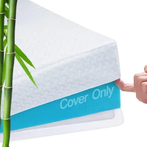 Mattress Topper Cover Queen Size (Only Cover) 3 Inch Mattress Protector Cooling Bamboo Rayon Zippered Mattress Encasement with Adjustable Straps for Latex Mattress Topper Memory Foam Cover