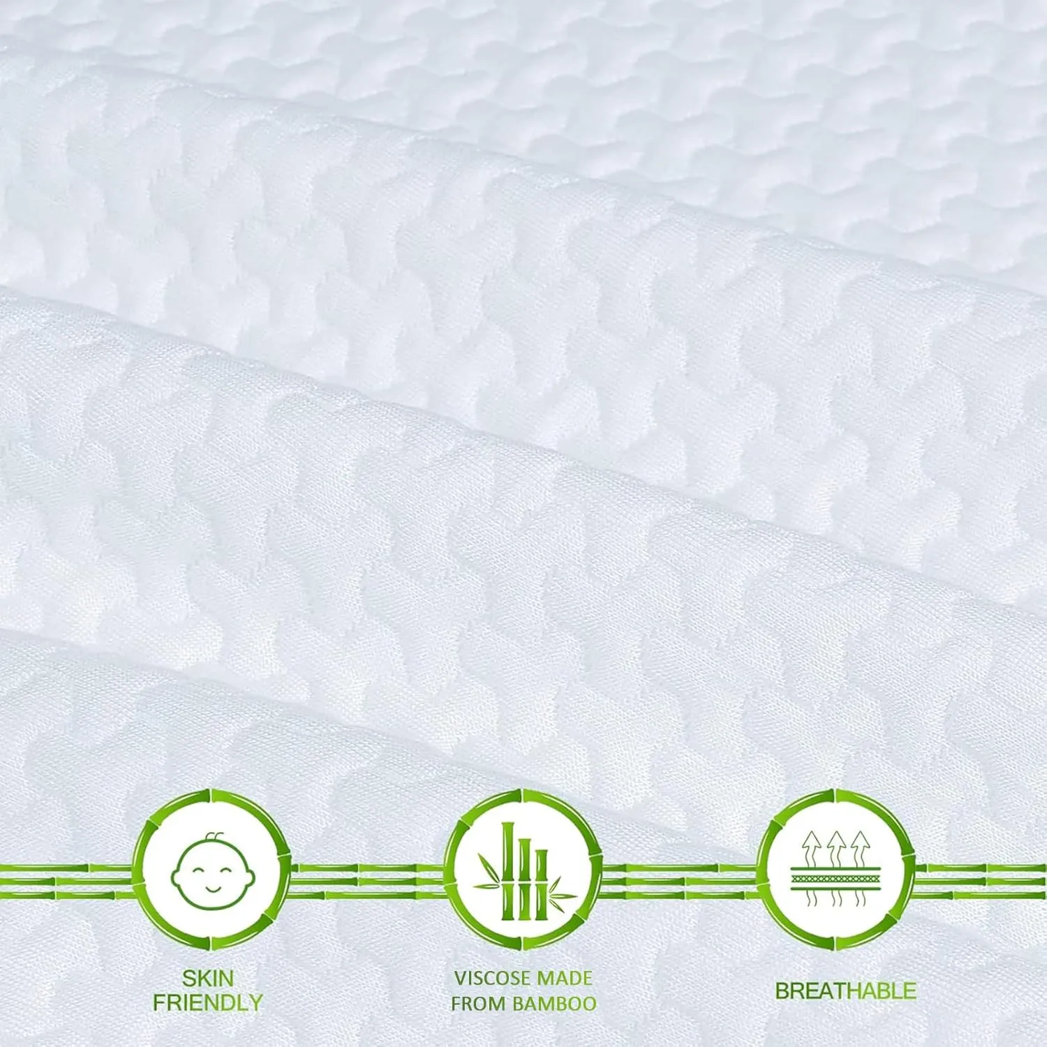 Mattress Topper Cover Queen Size (Only Cover) 3 Inch Mattress Protector Cooling Bamboo Rayon Zippered Mattress Encasement with Adjustable Straps for Latex Mattress Topper Memory Foam Cover