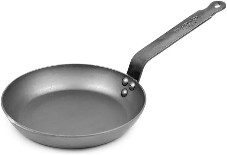 Mauviel M'Steel Black Carbon Natural Nonstick Frying Pan With Iron Handle, 7.9-in, Suitable For All Cooking Surfaces, Made in France