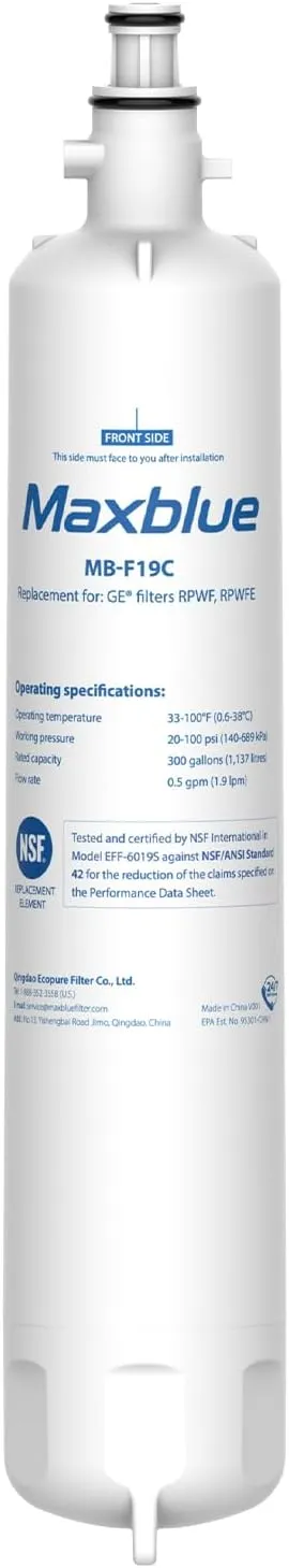 Maxblue Replacement for GE® RPWFE®, RPWF (with CHIP) Refrigerator Water Filter, Compatible with WSG-4, WF277, GFE28GMKES, PFE28KBLTS, GFD28GSLSS, PWE23KSKSS, GYE22HMKES, DFE28JSKSS