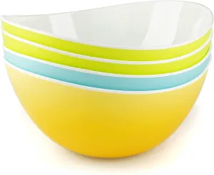 Maxi Nature Salad Bowl Set of 4 - Microwave, Dishwasher & Freezer Safe - Unbreakable & Lightweight Plastic Serving Bowls - Use for Ramen, Noodles, Soup, Popcorn, Pasta & More - Large Size