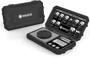 MAXUS Milligram Scale 50g/0.001g, Compact Mg Scale with 50g Calibration Weight, Black Powder Scale for Reloading, Includes a Scoop, a Powder Pan, a USB Cable and Tweezers