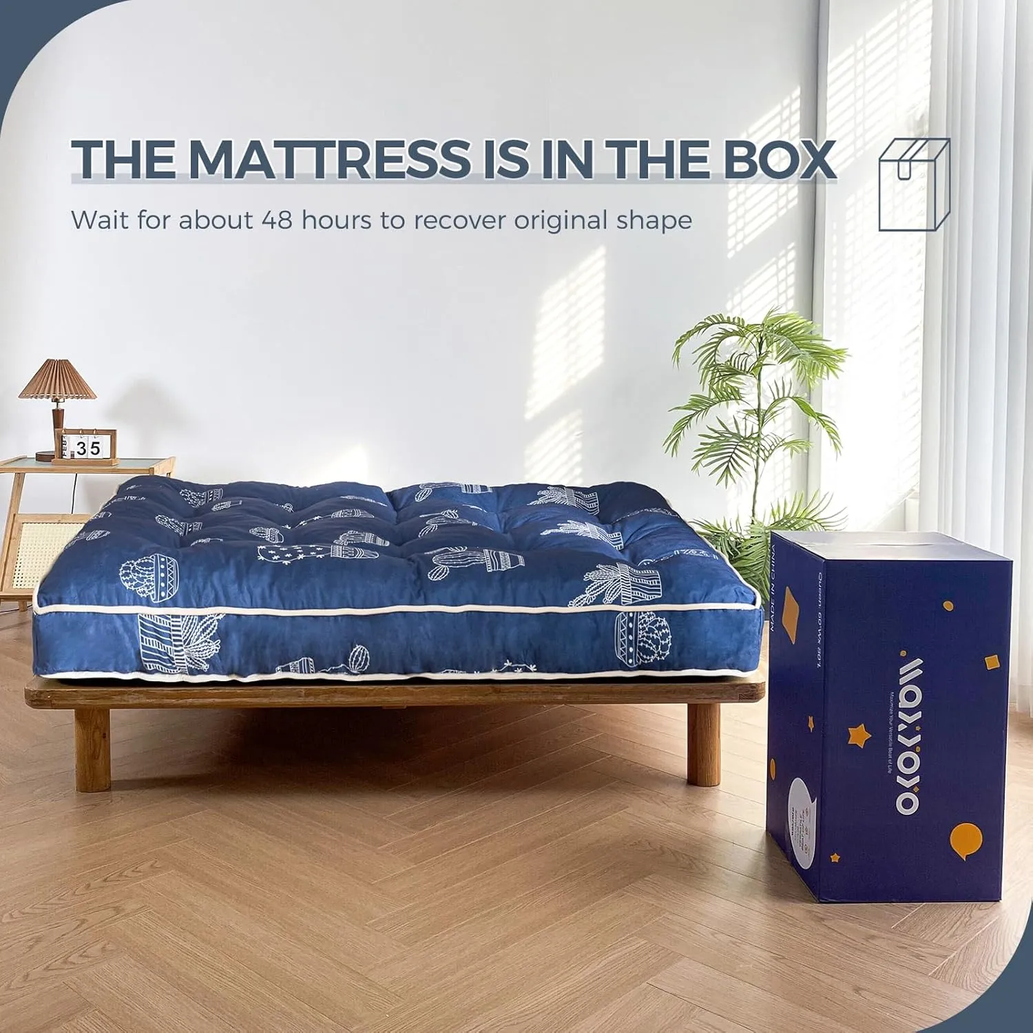 MAXYOYO 6 Inch Futon Mattress Full Size, Thickened Futons Sofa Couch Bed, 6 Inch Thick Floor Mattress, Shredded Foam Filling, Medium Firm(Frame Not Included)