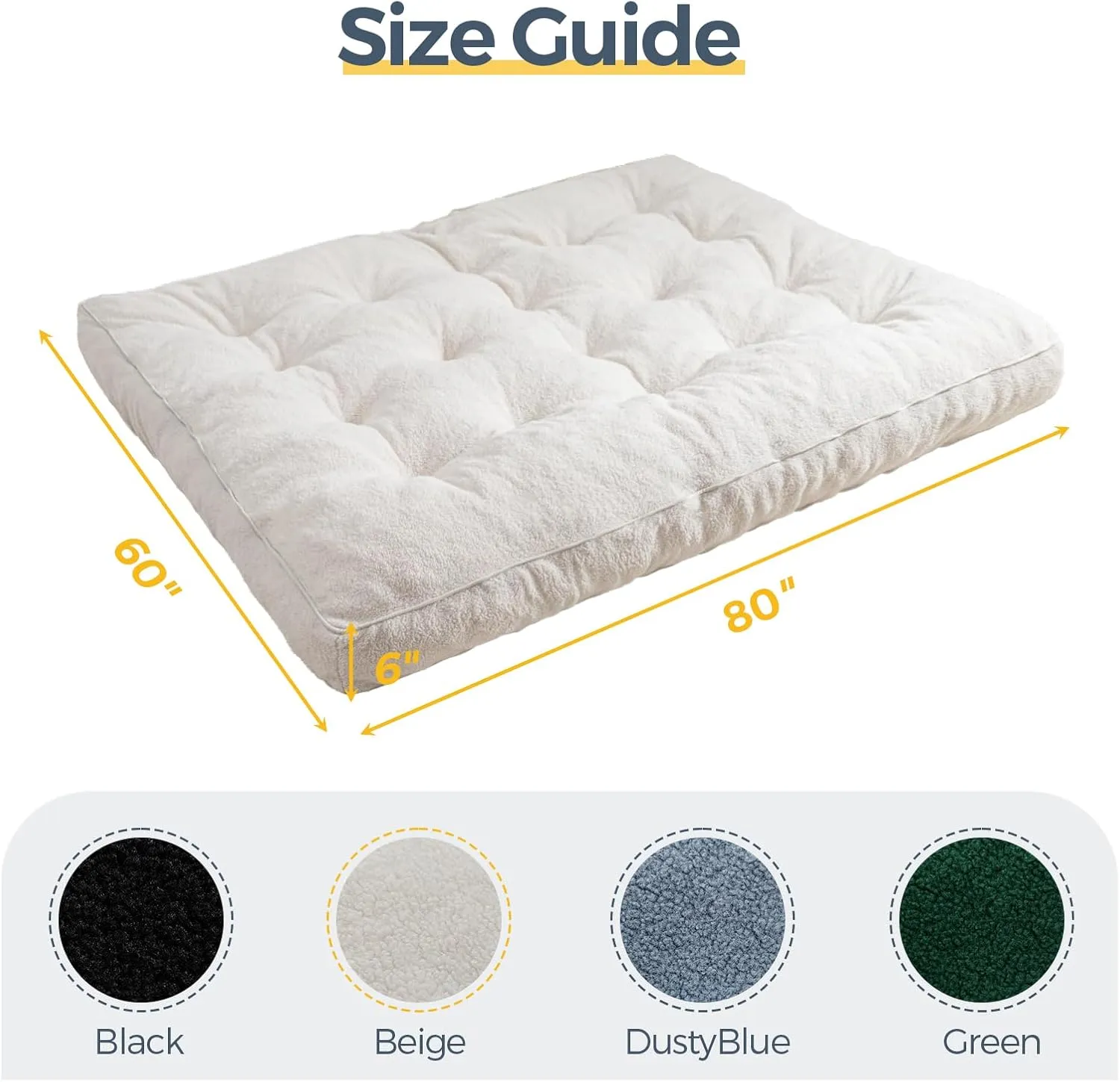 MAXYOYO 6" Futon Mattress Queen Size, Thick Boucle Futons Sofa Couch Bed Floor Mattress for Adults, Sleeper Sofa Bed for Living Room, Shredded Foam Filling (Frame Not Included), Beige