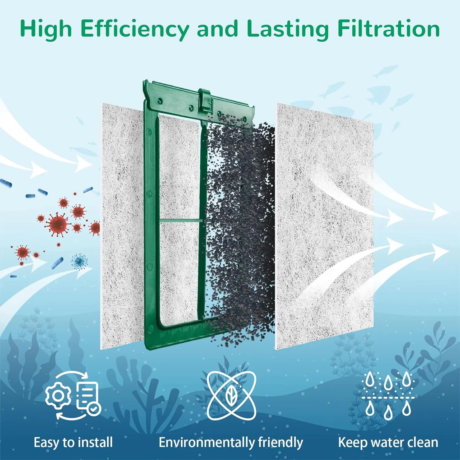 Medium Aquarium Filter Cartridge for Whisper Bio Bag Power Filters, Medium Filter Cartridges for Repto Filter